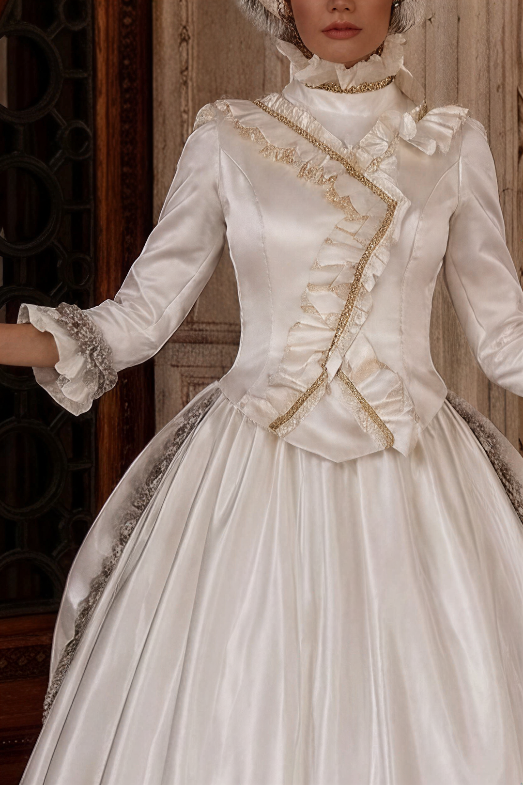 Elegant Cream Medieval Dress with Floral Embellishments – Rococo Ball –  WonderlandByLilian