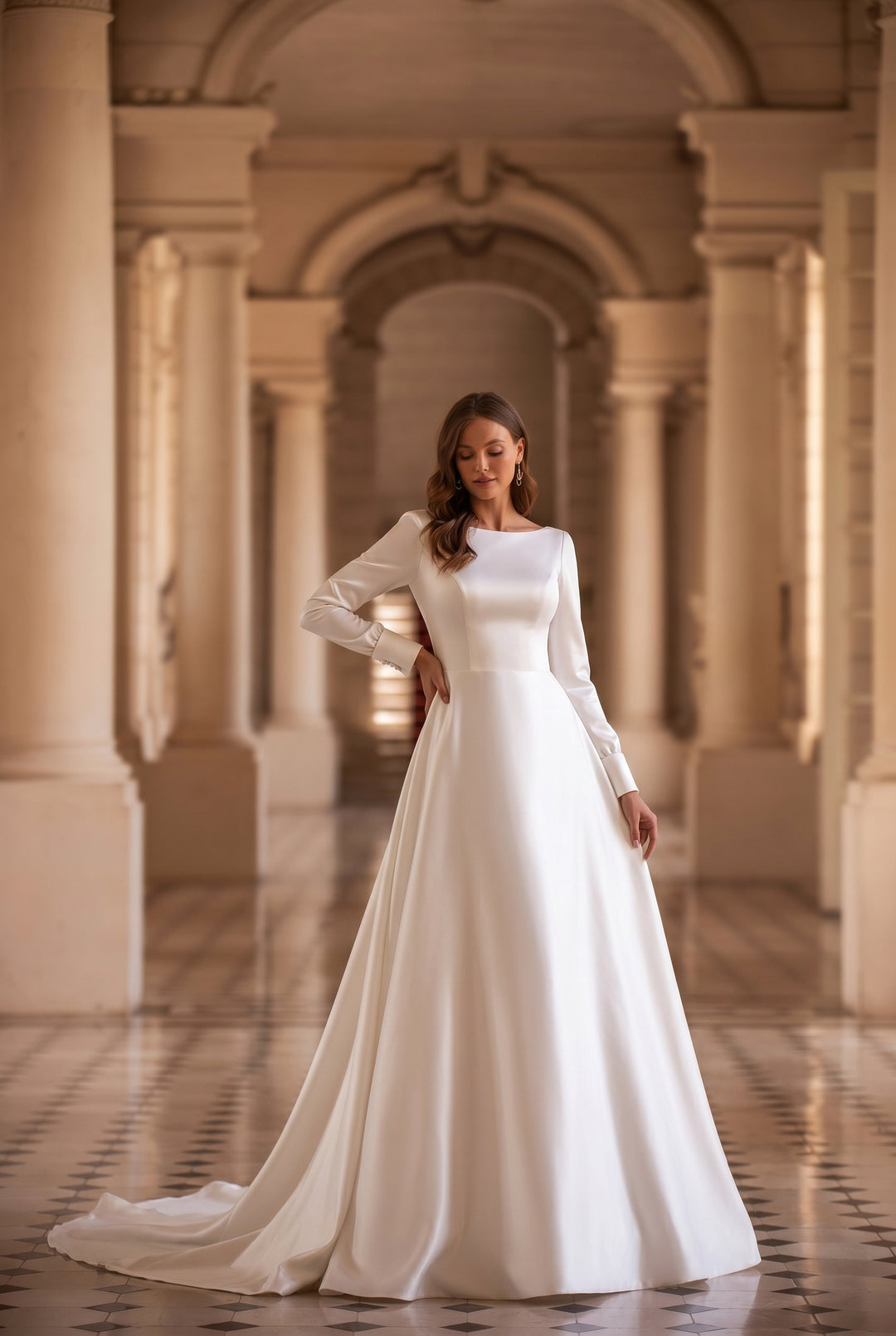 Elegance Redefined: Simple Modest Long Sleeves Wedding Dress Elegance Redefined: Simple Modest Long Sleeves Wedding Dress