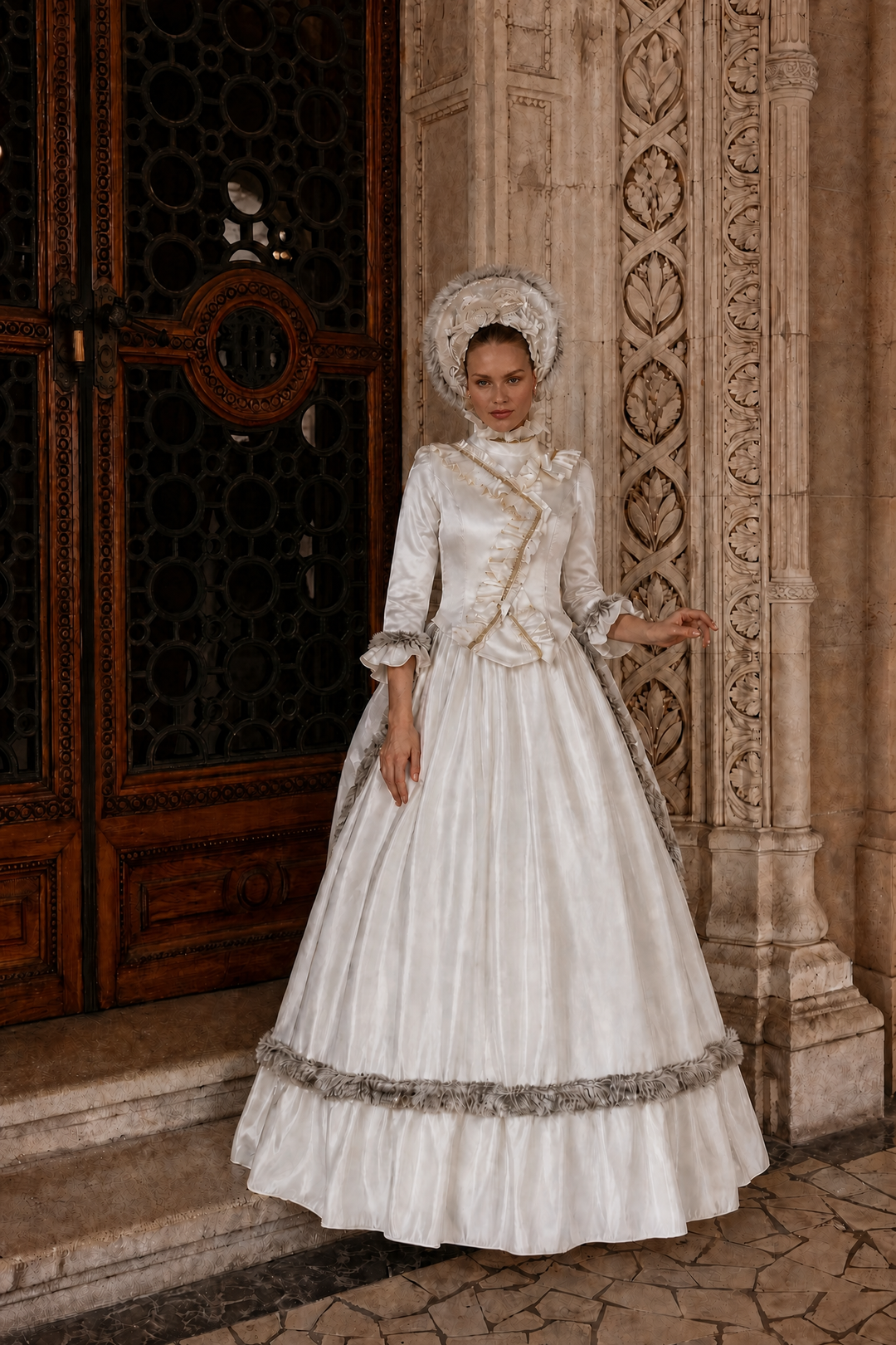 Elegant Cream Medieval Dress with Floral Embellishments Rococo Ball WonderlandByLilian Elegant Cream Medieval Dress with Floral Embellishments Rococo Ball WonderlandByLilian