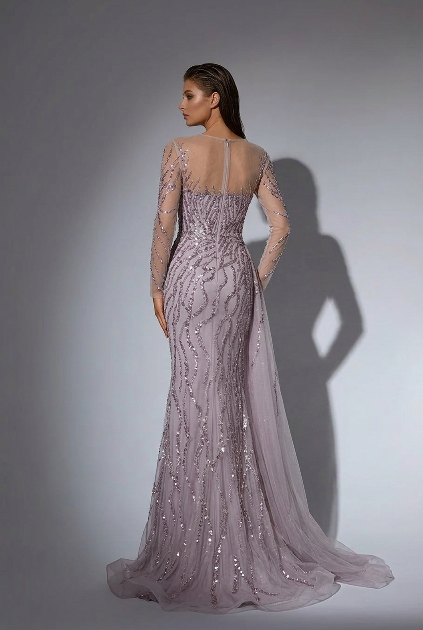 Elegant Pink Embellished Dress with sleeves and Pretty Sequin Dress with Overlay - Pink Sequin Evening Gown Plus Size