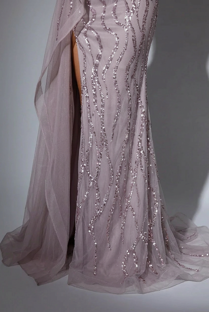 Elegant Pink Embellished Dress with sleeves and Pretty Sequin Dress with Overlay - Pink Sequin Evening Gown Plus Size