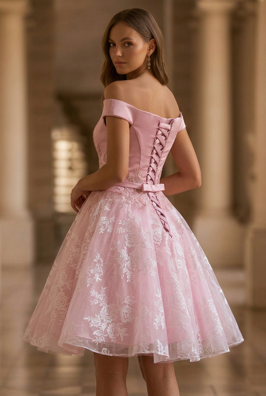 pink tea party dress plus size Abby Rose 3405 Size 16 Pink Plus Size Sheer Lace Short Homecoming Dress Flared Formal Cocktail Gown