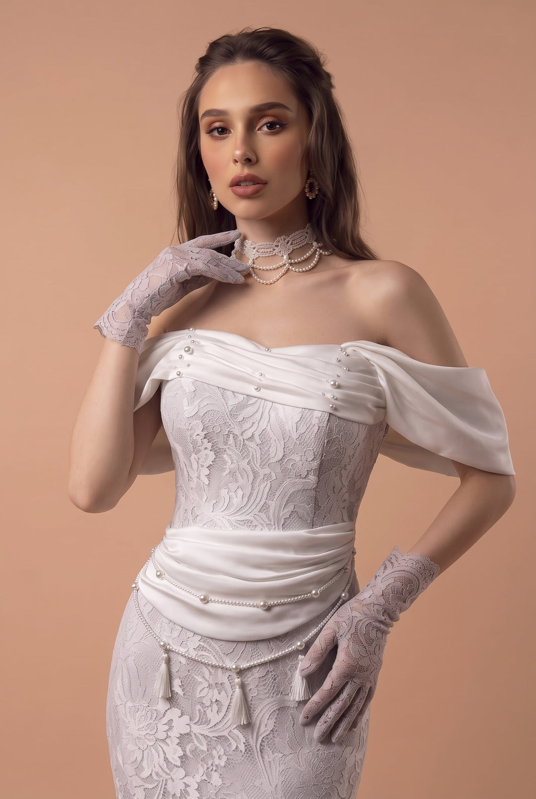 Elegant White Evening Dress with Lace - White Off-Shoulder Gown - Embellished Dress with Corset Back Plus Size