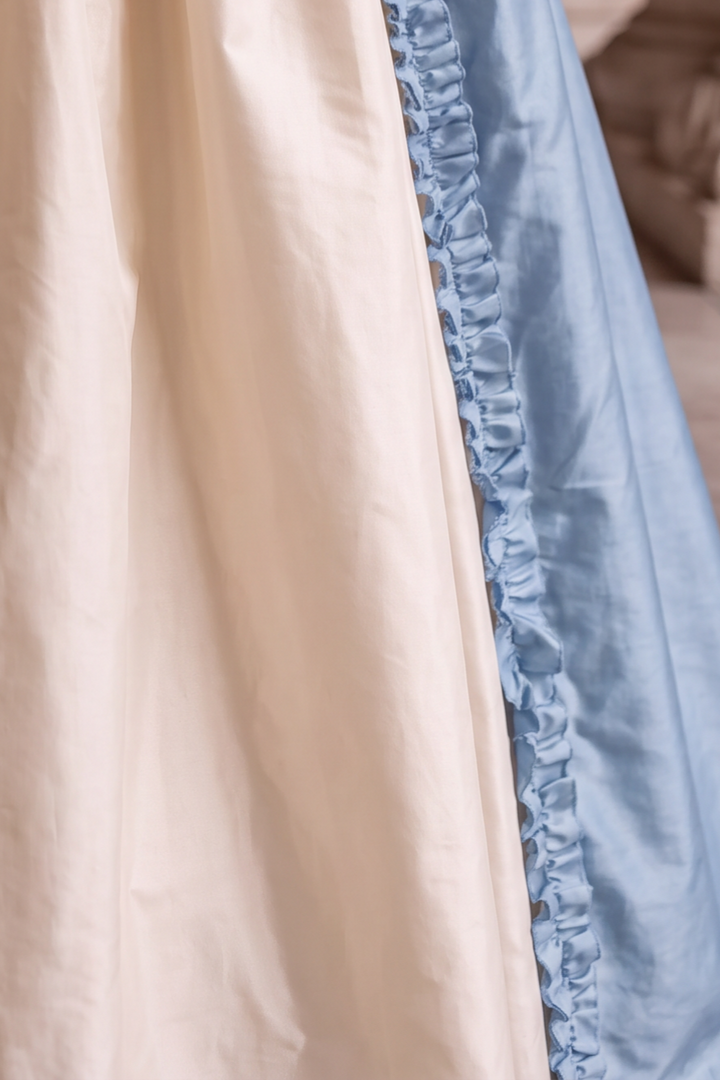 Enchanted Blue Rococo Dress with Pink Bow Accent - Victorian Ball Gown Plus Size