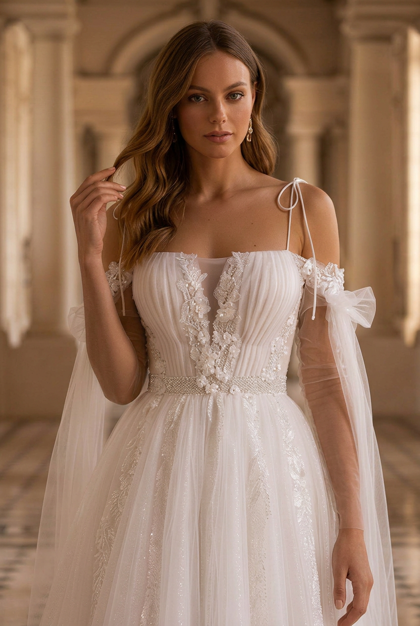 Enchanting Off-Shoulder Short Lace Wedding Dress with Sleeves - Floral Tulle Corset Bridal Gown Plus Size
