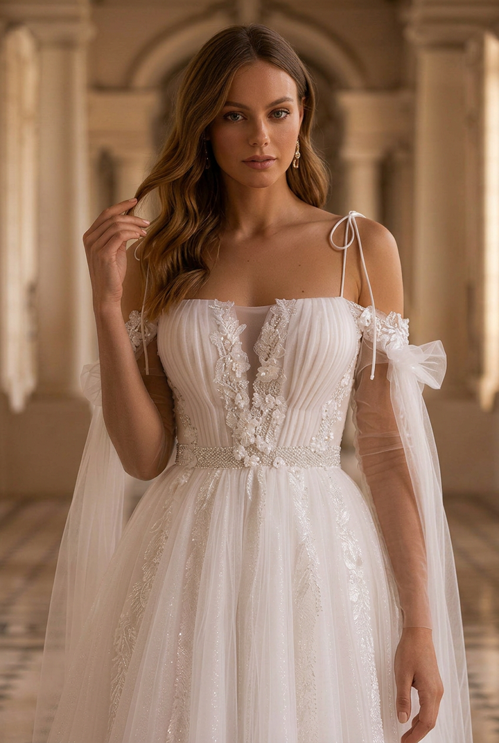 Enchanting Off-Shoulder Short Lace Wedding Dress with Sleeves - Floral Tulle Corset Bridal Gown Plus Size