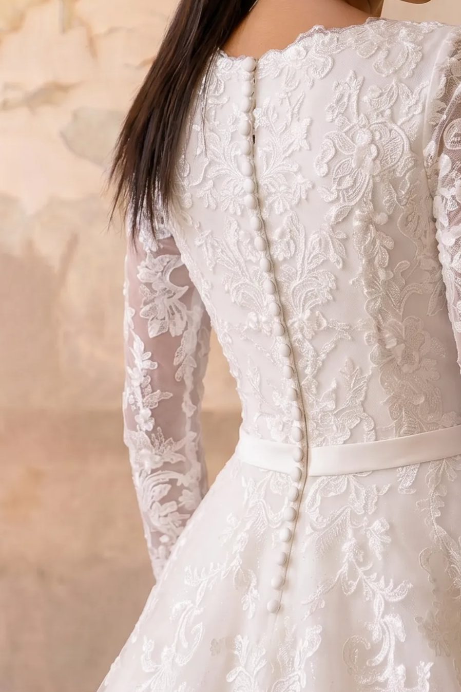 Enchanting Sparkle: Modest Ball Gown Lace Long Sleeve Wedding Dress Plus Size