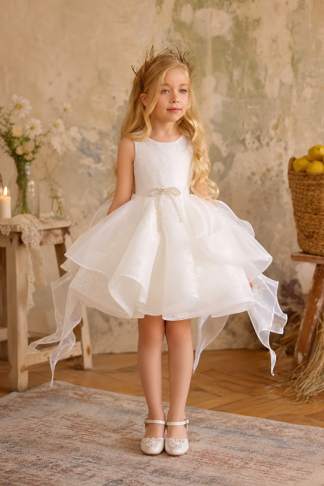 Fairy Ivory Lace Flower Girl Dress for Wedding Sleeveless Plus Size WonderlandByLilian Fairy Ivory Lace Flower Girl Dress for Wedding Sleeveless Plus Size WonderlandByLilian