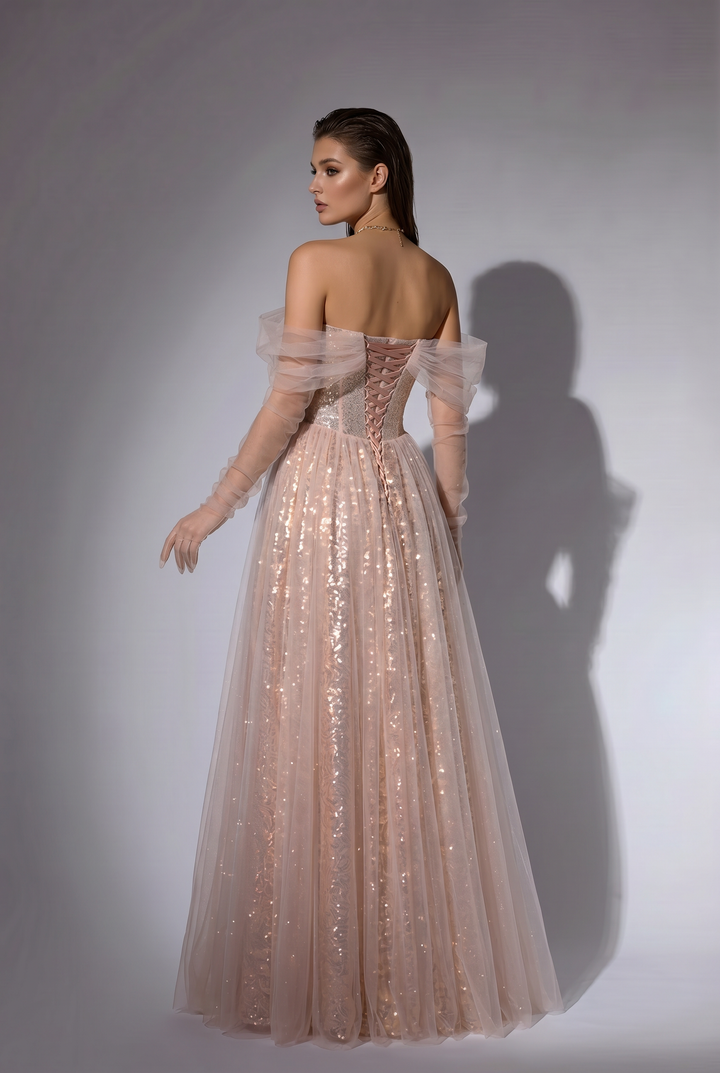 Fairy Princess Style Pink Off-shoulder Prom Dress Plus Size