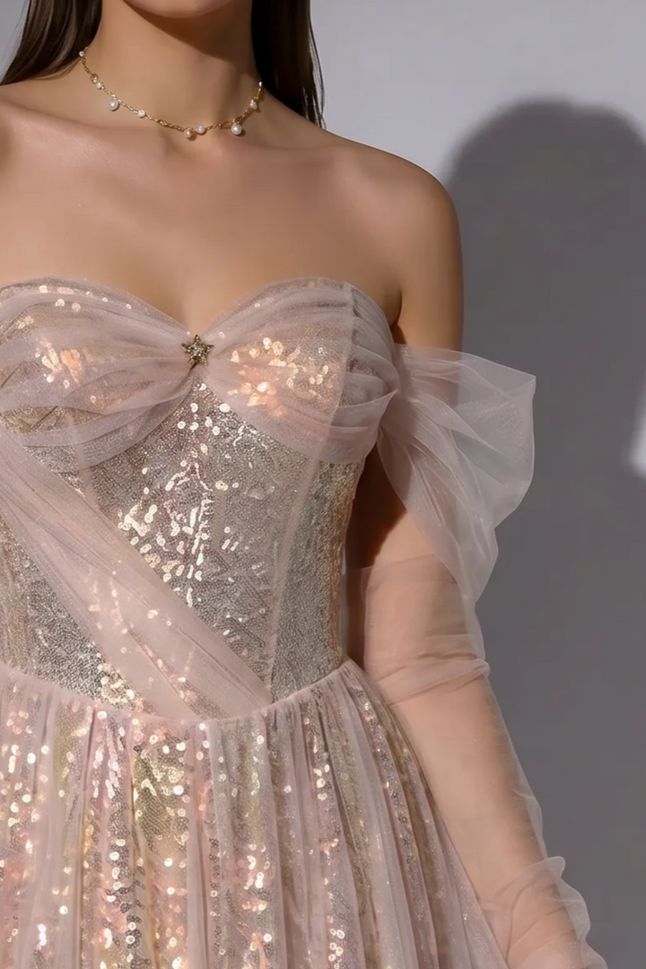 Fairy Princess Style Pink Off-shoulder Prom Dress Plus Size