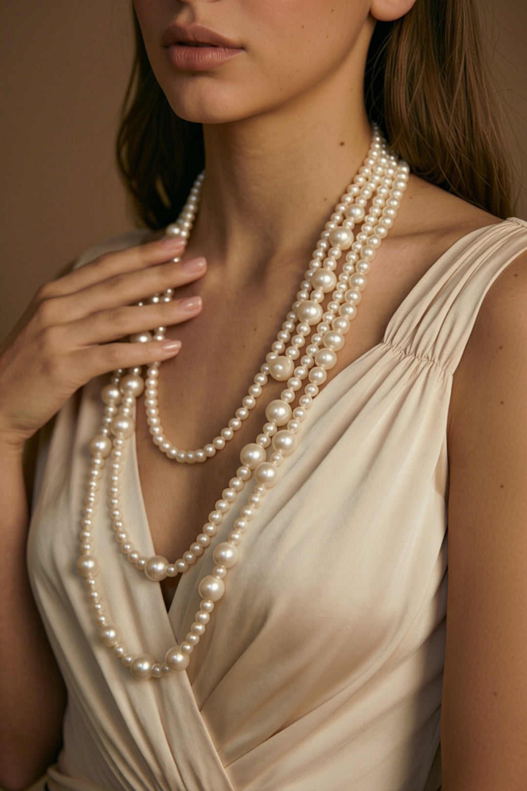 First Glance – Victorian Multi Strand Pearl Necklace  Regency Bridal Jewelry
