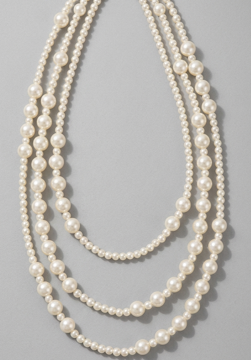 First Glance – Victorian Multi Strand Pearl Necklace  Regency Bridal Jewelry