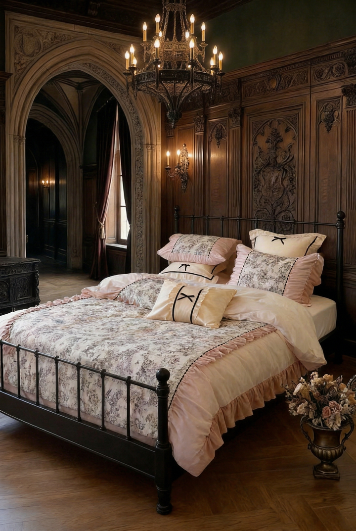 French Vintage Floral Pink Bedding Set – Petal Sonata