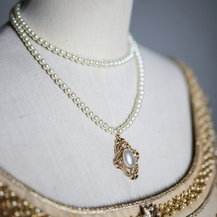Bridgerton-Inspired Handmade Regency Era Pearl Pendant Necklace Jewelry