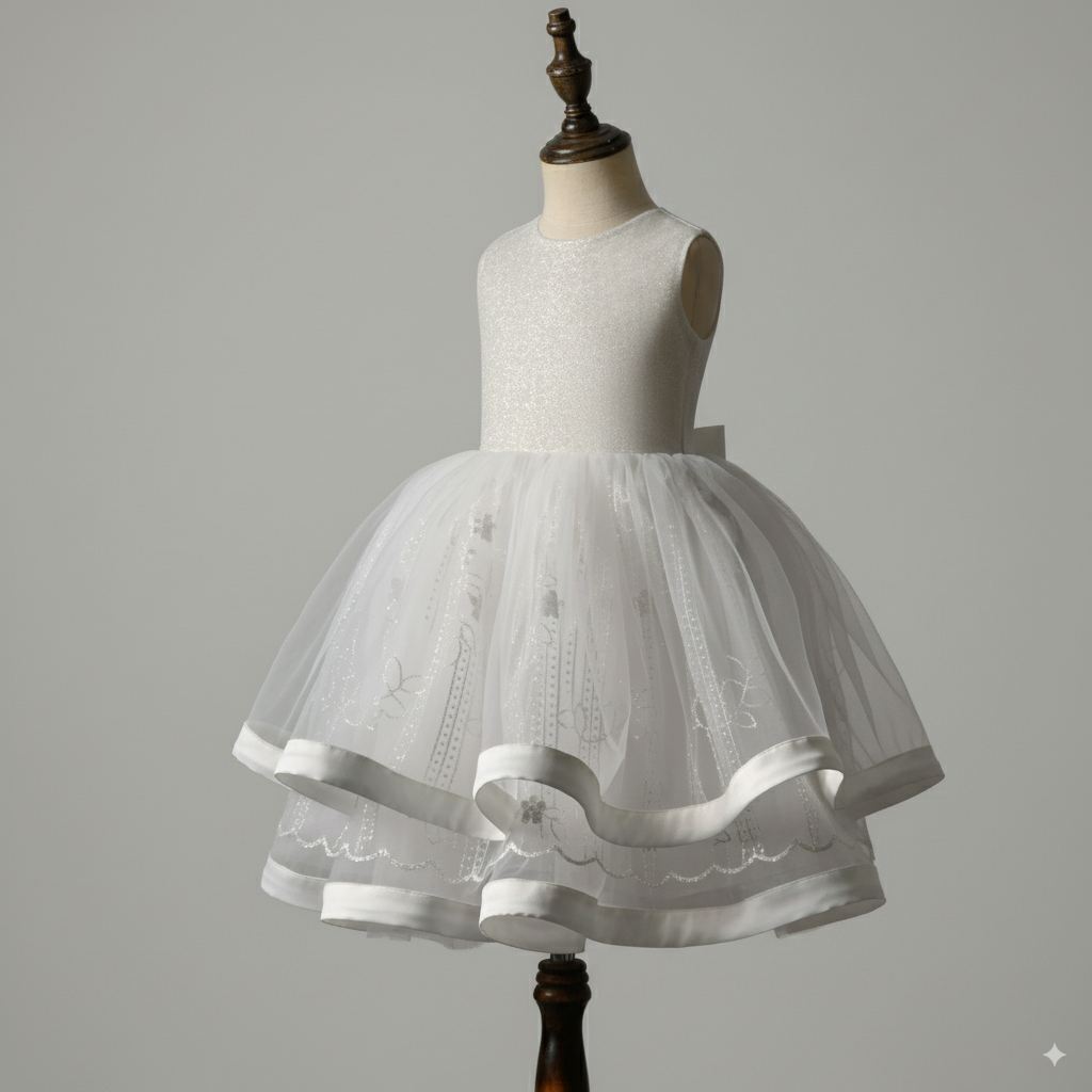 White Two-Piece Flower Girl Dress with Jacket – Elegant Tulle Wedding Flower Girl Dress Plus Size