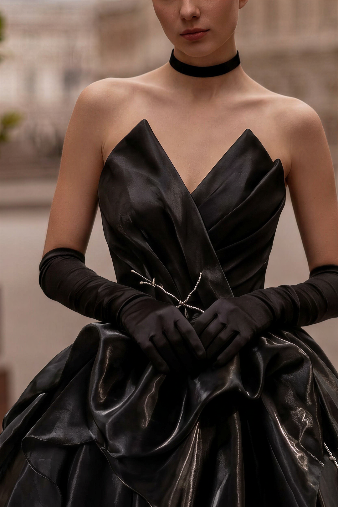 Gothic Schwarzes Hochzeitskleid - Schwarzes trägerloses Ballkleid mit Korsett in Übergröße