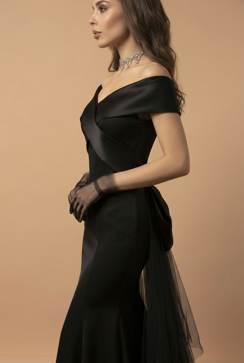 Gothic Black Wedding Dress - Corset Tulle Dress - Off Shoulder Mermaid Wedding Gown Plus Size Custom made / Black / Dress+Gloves Gothic Black Wedding Dress - Corset Tulle Dress - Off Shoulder Mermaid Wedding Gown Plus Size Custom made / Black / Dress+Gloves