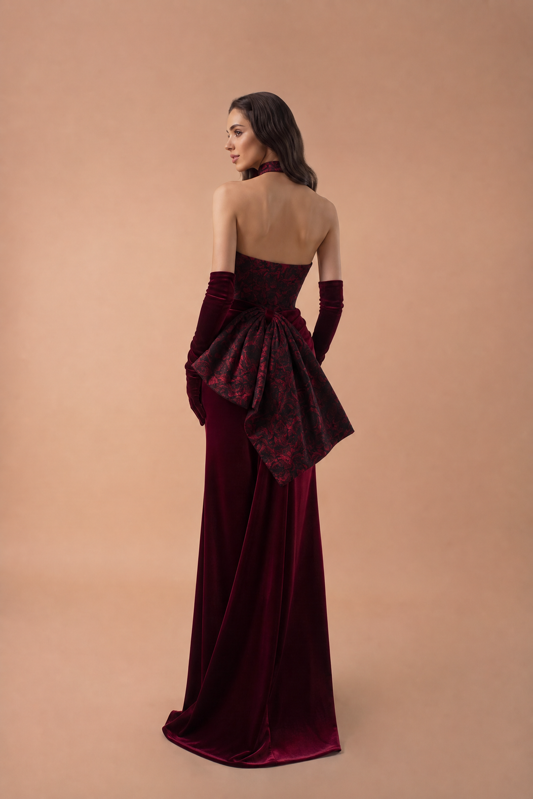 Gothic Burgundy Red Velvet Mermaid Formal Dress -Ball Gown Plus Size