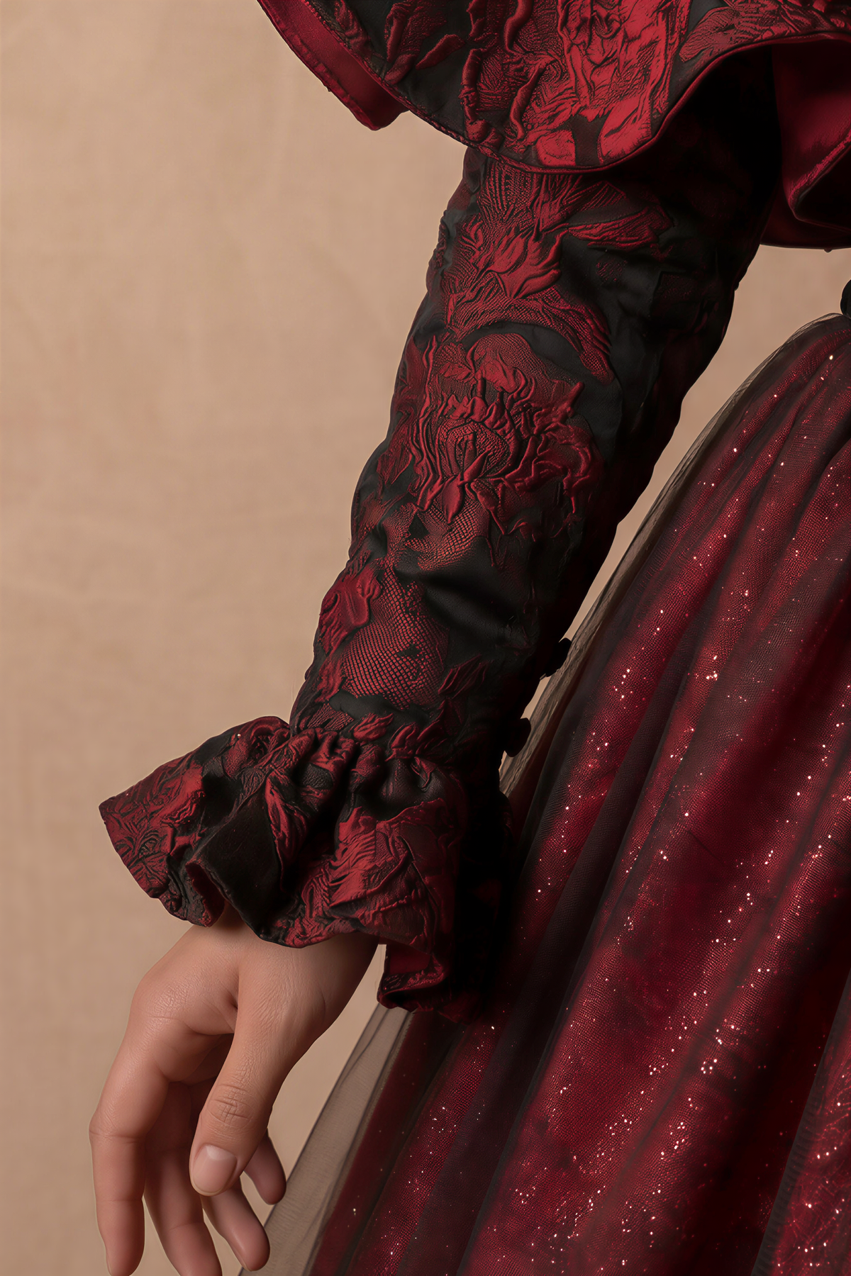 Elegant Black and Red Gothic Wedding Dress with Gloves WonderlandByLilian Elegant Black and Red Gothic Wedding Dress with Gloves WonderlandByLilian