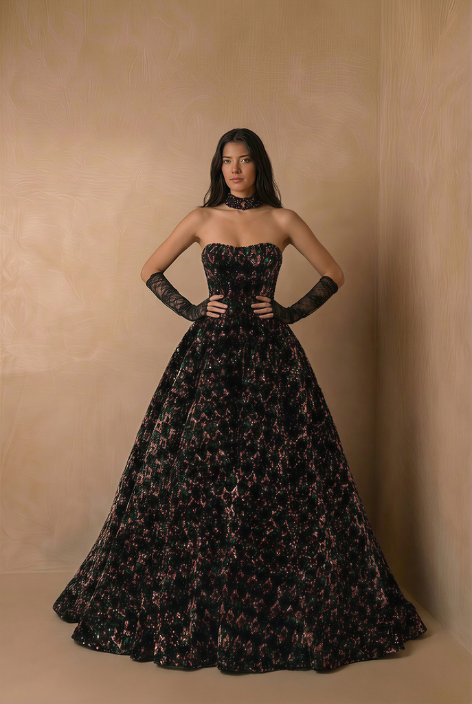 black gothic formal dresses Dress With Sequins - Gothic Wedding Dress creating a refined and