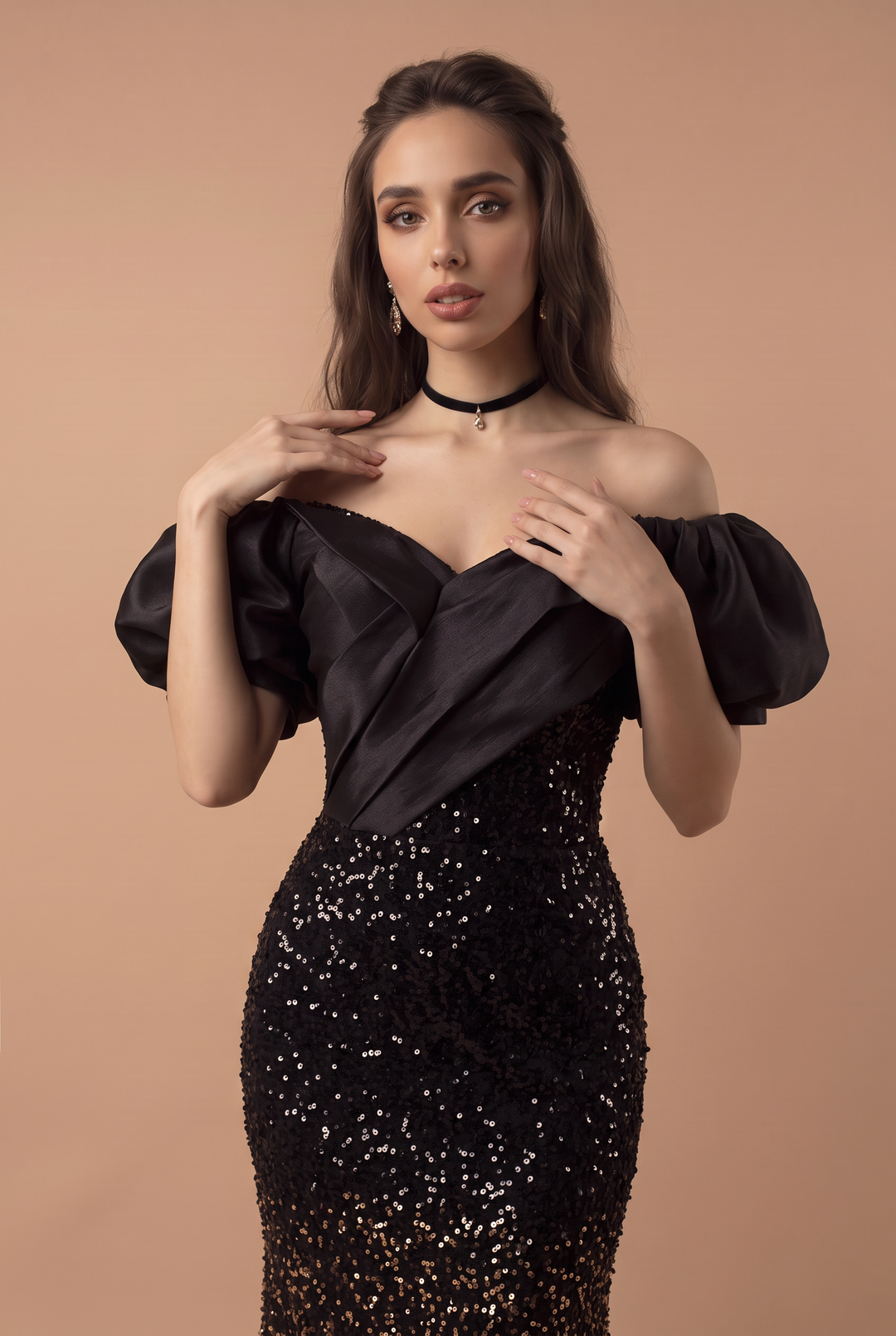 Gothic Black Pretty Sequin Dress with Corset Back - Designer Sequin Gown - Mermaid Dress Evening Gown - Sparkly Maxi Evening Gown Plus Size