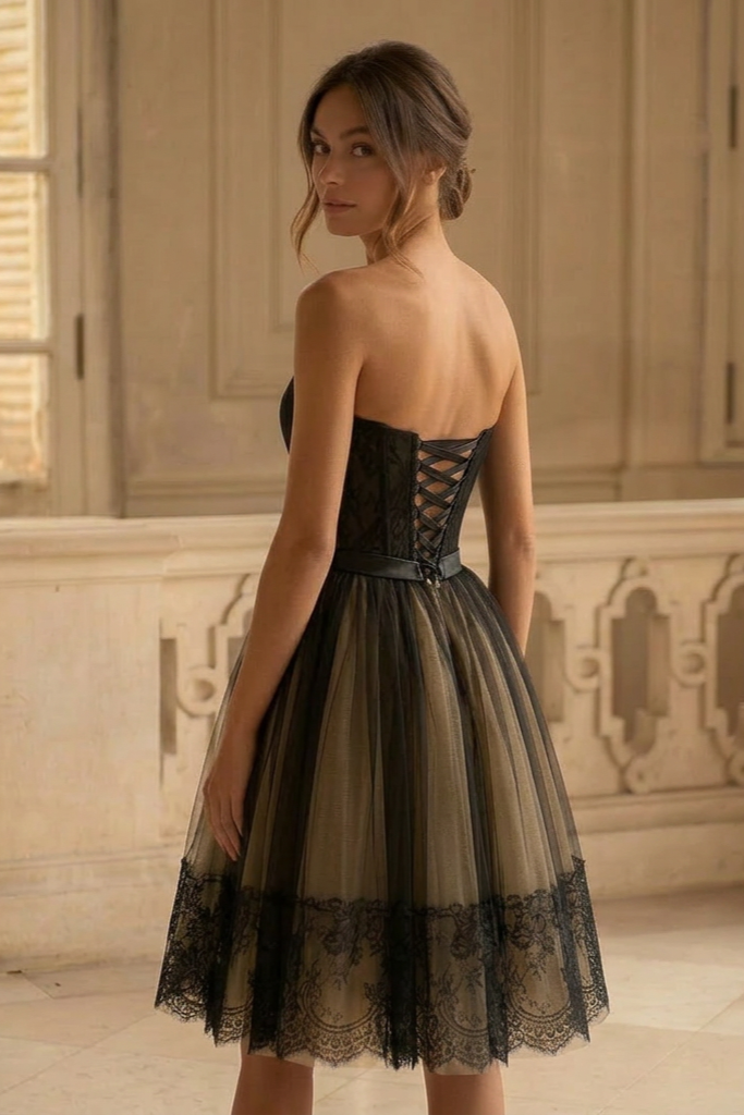 black corset dress with tulle skirt Women's Zoee Corset Tulle Gown Dress in Black Size Large