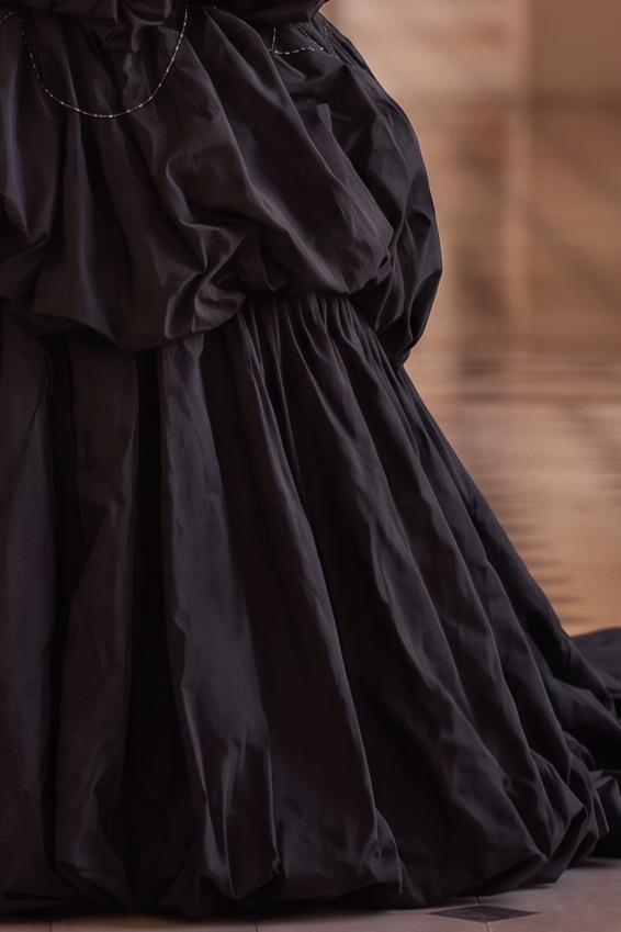 Gothic Black Strapless Evening Dress with Ruffled Skirt – Gothic Victorian Evening Dress with Corset Back Plus Size