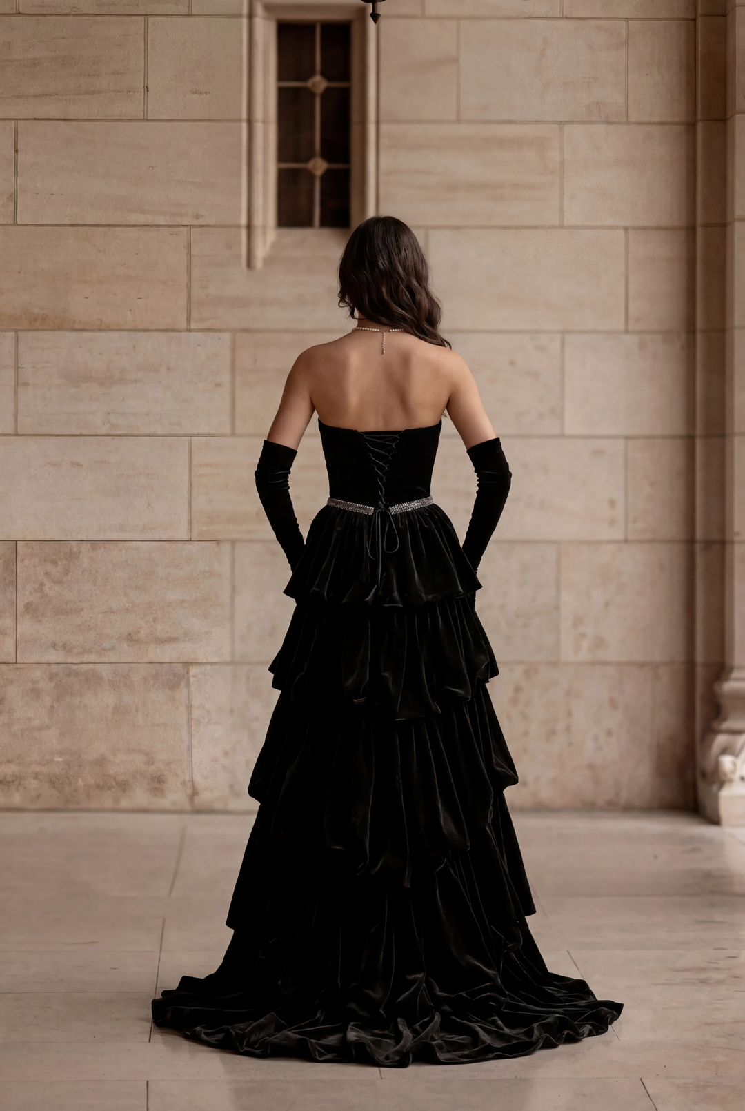 black long sleeve strapless dress Long Sleeve Strapless Draped Maxi Dress Black