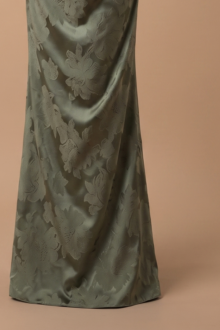 Gothic Black and Olive Green Mermaid Evening Gown - Green Evening Gown with Draped Skirt Plus Size