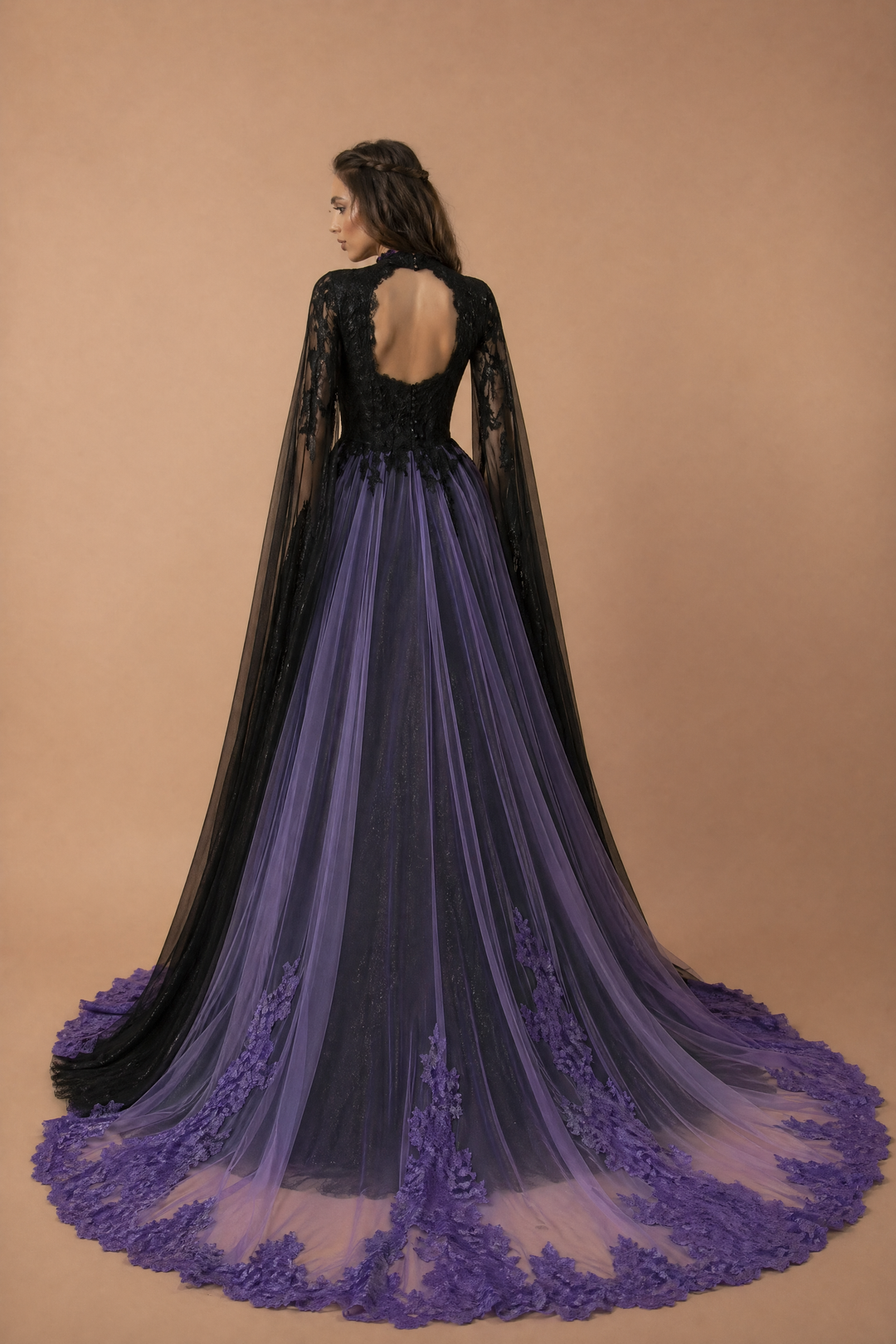 purple and black dress for women Black and Purple Wedding Dress, Gothic Wedding Dress, Trumpet Black Dress