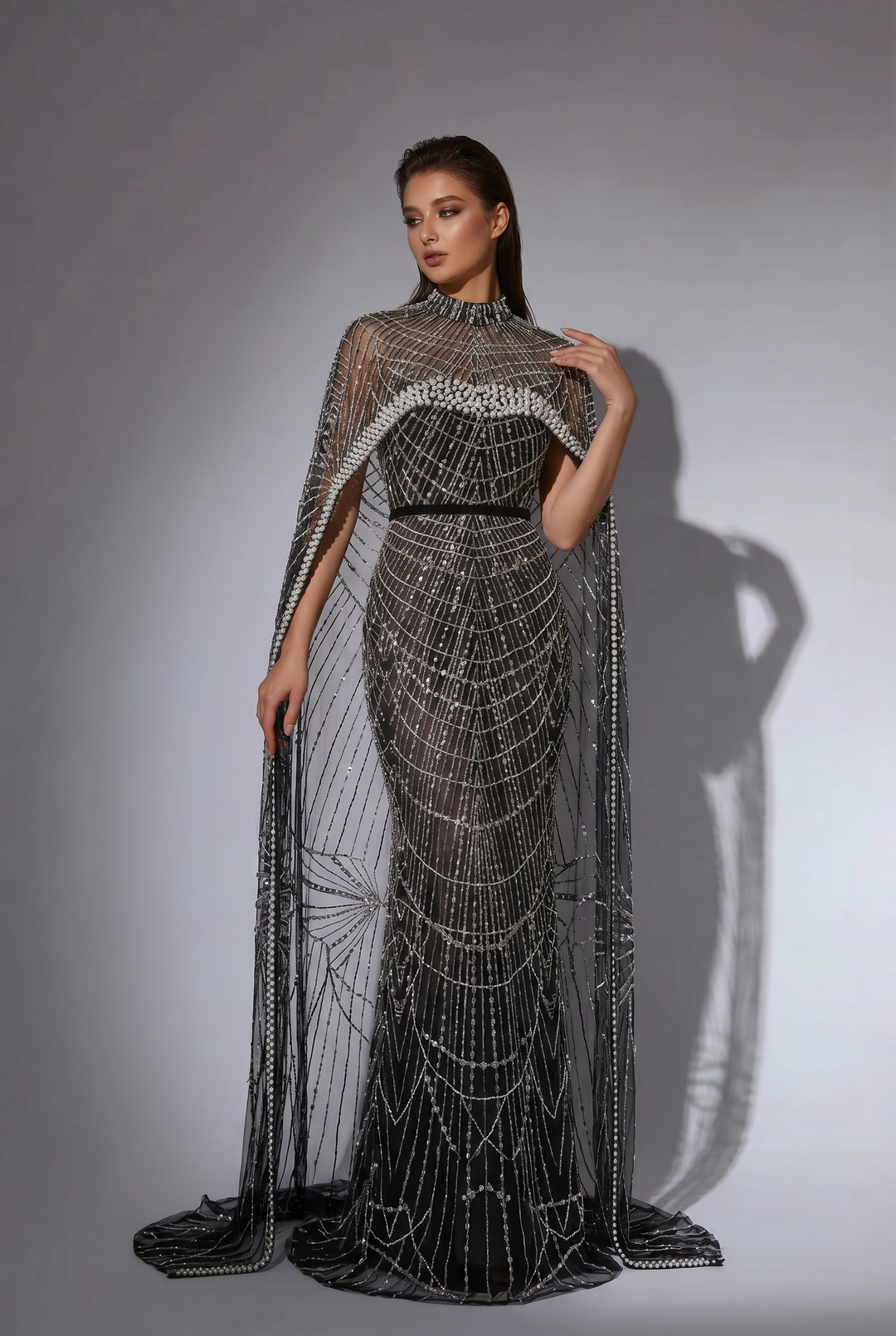 silver sequin and black dress Gothic Black and Silver Sequin Gown