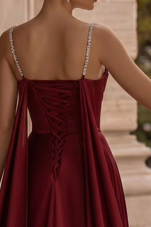 Gothic Burgundy Slip Formal Dress With Corset Plus Size