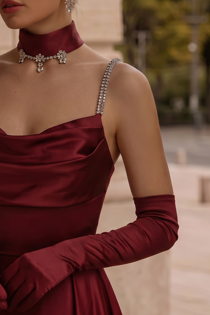 Gothic Burgundy Slip Formal Dress With Corset Plus Size