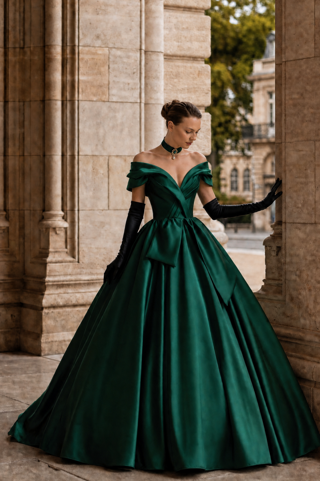 Gothic Emerald Green Off-Shoulder Ball Gown with Cinched Waist - Satin Evening Dress Plus Size Size 4 / Teal Green / Dress Gothic Emerald Green Off-Shoulder Ball Gown with Cinched Waist - Satin Evening Dress Plus Size Size 4 / Teal Green / Dress