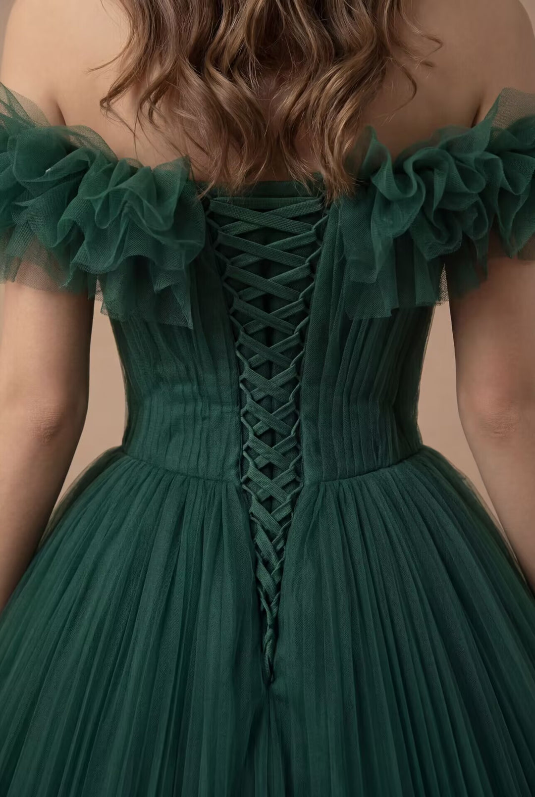 Gothic Emerald Green Tulle Wedding Dress with Layered Ruffle Neckline WonderlandByLilian Gothic Emerald Green Tulle Wedding Dress with Layered Ruffle Neckline WonderlandByLilian