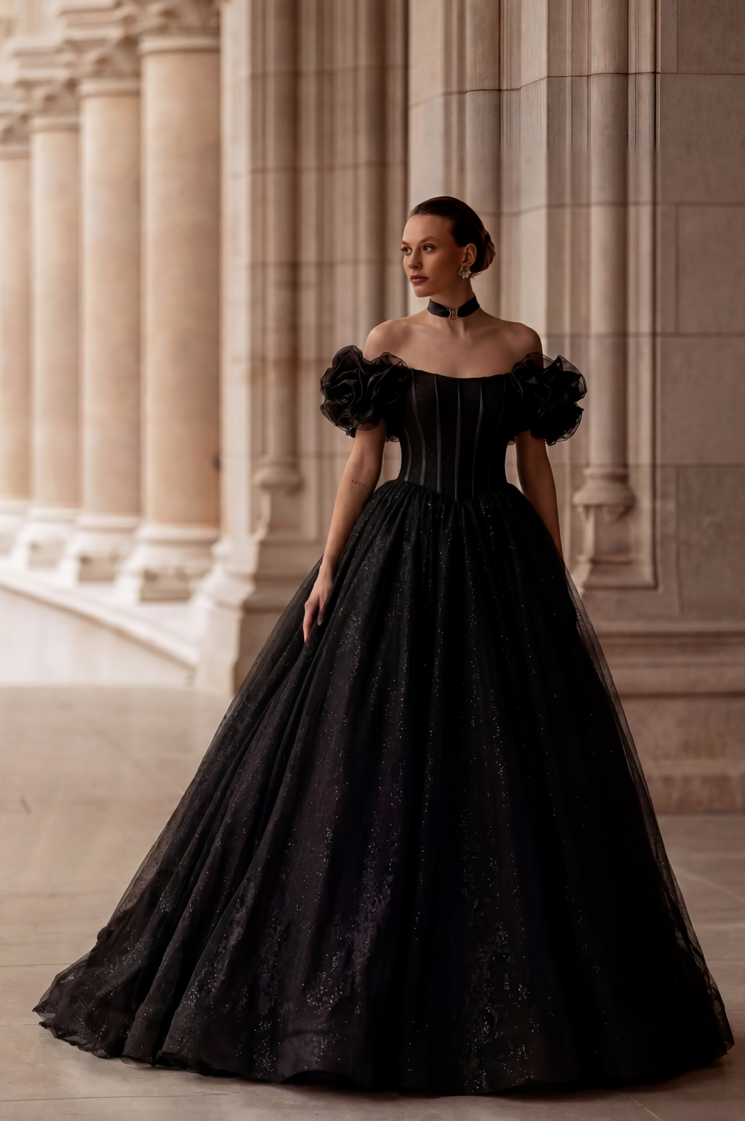 Gothic Floral Black Wedding Dress - Corset Back Wedding Dress with Spa WonderlandByLilian Gothic Floral Black Wedding Dress - Corset Back Wedding Dress with Spa WonderlandByLilian