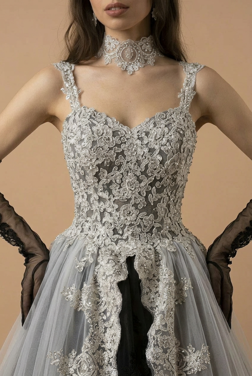 Gothic Black Ball Gown Wedding Dress by WonderlandByLilian Size 8 / Black / Dress