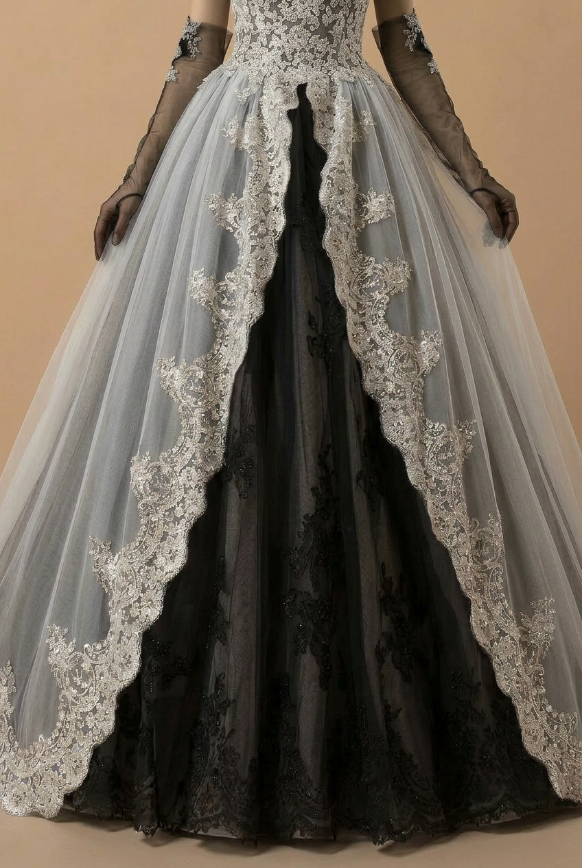 Gothic Black Ball Gown Wedding Dress by WonderlandByLilian Size 8 / Black / Dress