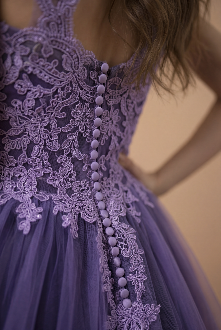Black and Purple Gothic Wedding Dress With Lace Embroidery – WonderlandByLilian