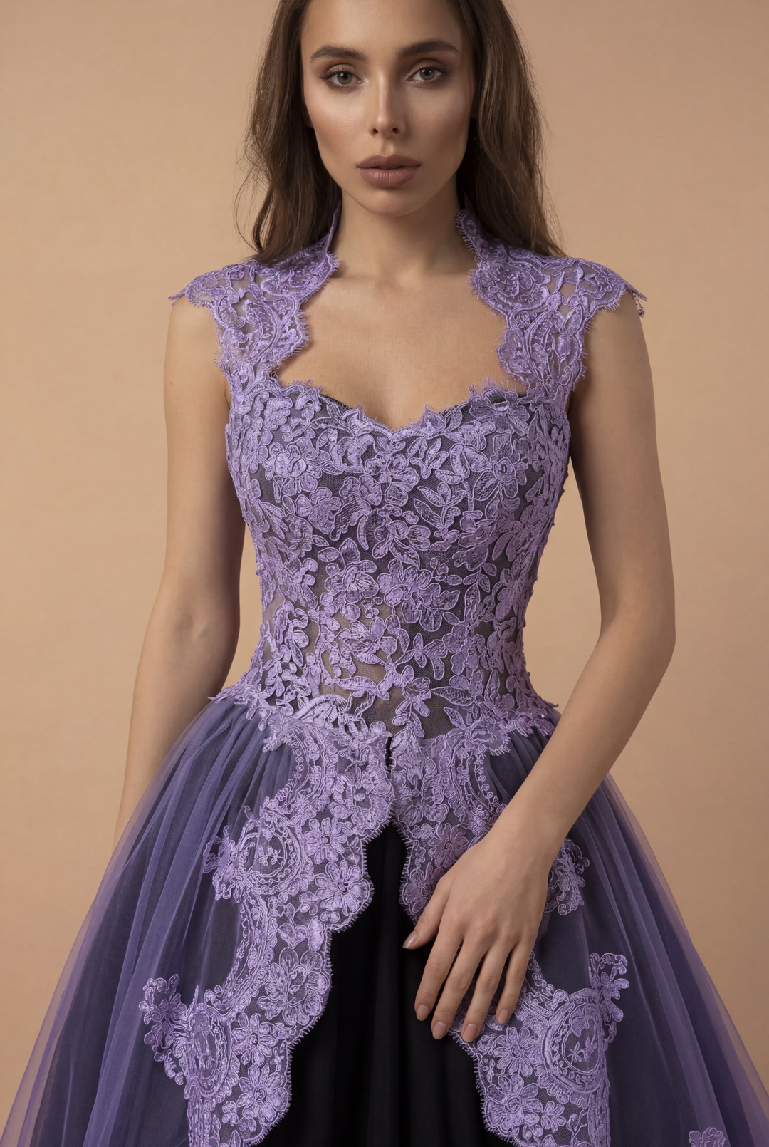 Black and Purple Gothic Wedding Dress With Lace Embroidery WonderlandByLilian Black and Purple Gothic Wedding Dress With Lace Embroidery WonderlandByLilian