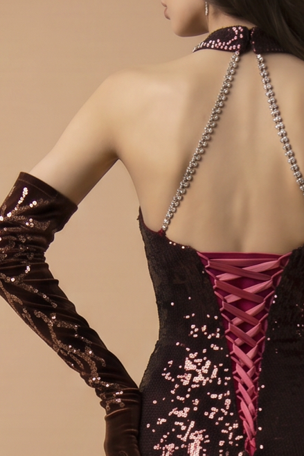 Gothic Red Evening Dress with Embellished Halter Neck - Designer Sequin Gown - Designer Sequin Gown Plus Size