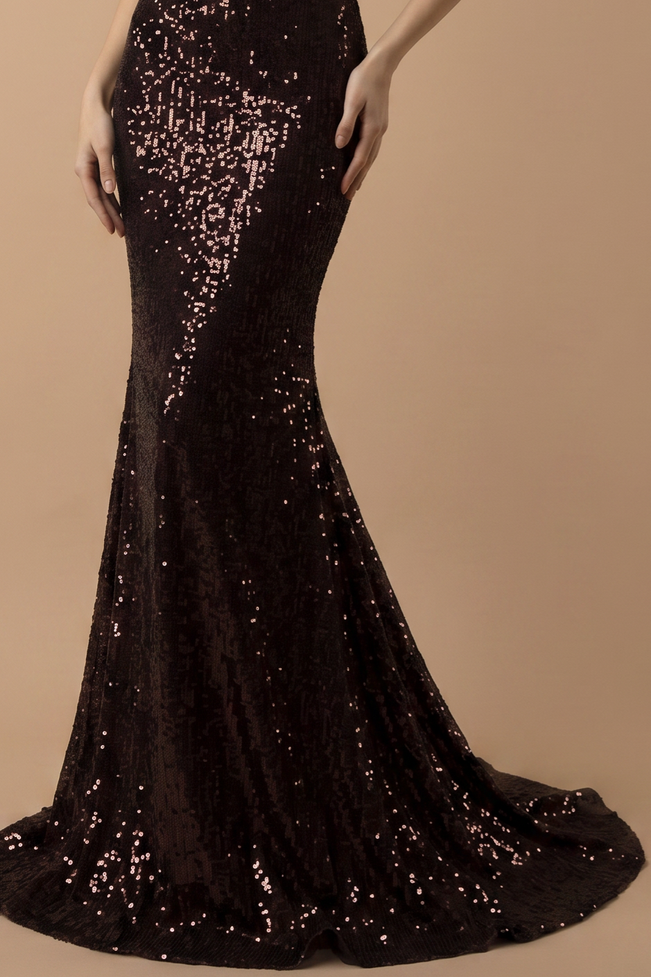 Gothic Red Evening Dress with Embellished Halter Neck - Designer Sequin Gown - Designer Sequin Gown Plus Size