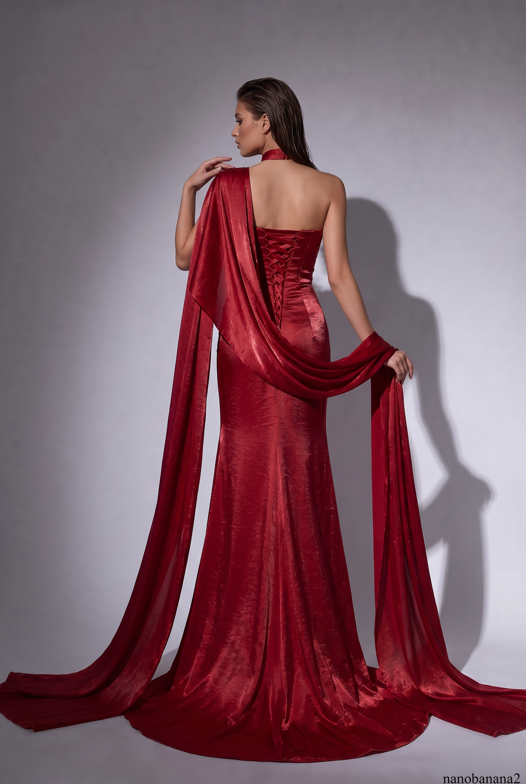 Gothic Red Mermaid Evening Dress with Shawl – Mermaid Dress Evening Gown – Red Evening Gown Plus Size