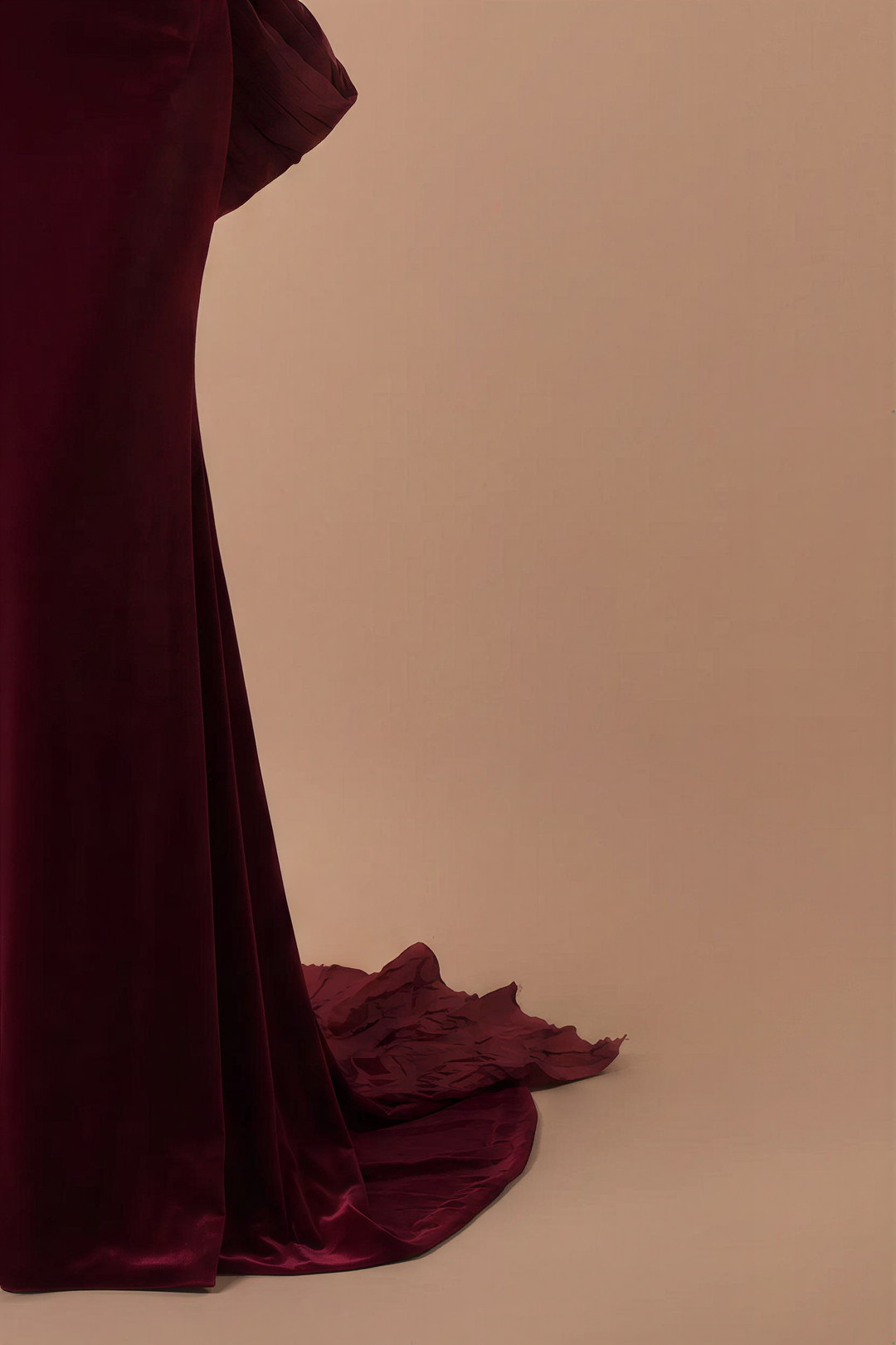 Gothic Red Mermaid Evening Gown with Floral Accessories - Red Velvet Dress with Bow -  Strapless Evening Dress with Fitted Skirt Plus Size