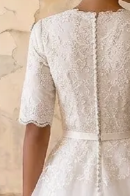 Graceful Allure: Vintage Modest Lace Wedding Dress with Sleeves Plus Size