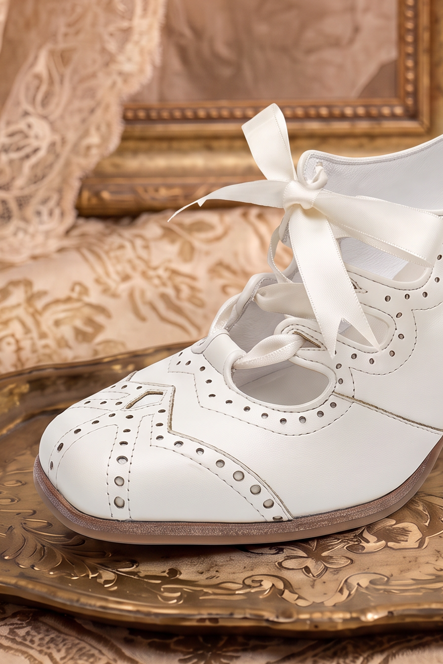 Handmade 1930s Art Deco-Inspired Oxford Heels - Classic Lace-Up Design