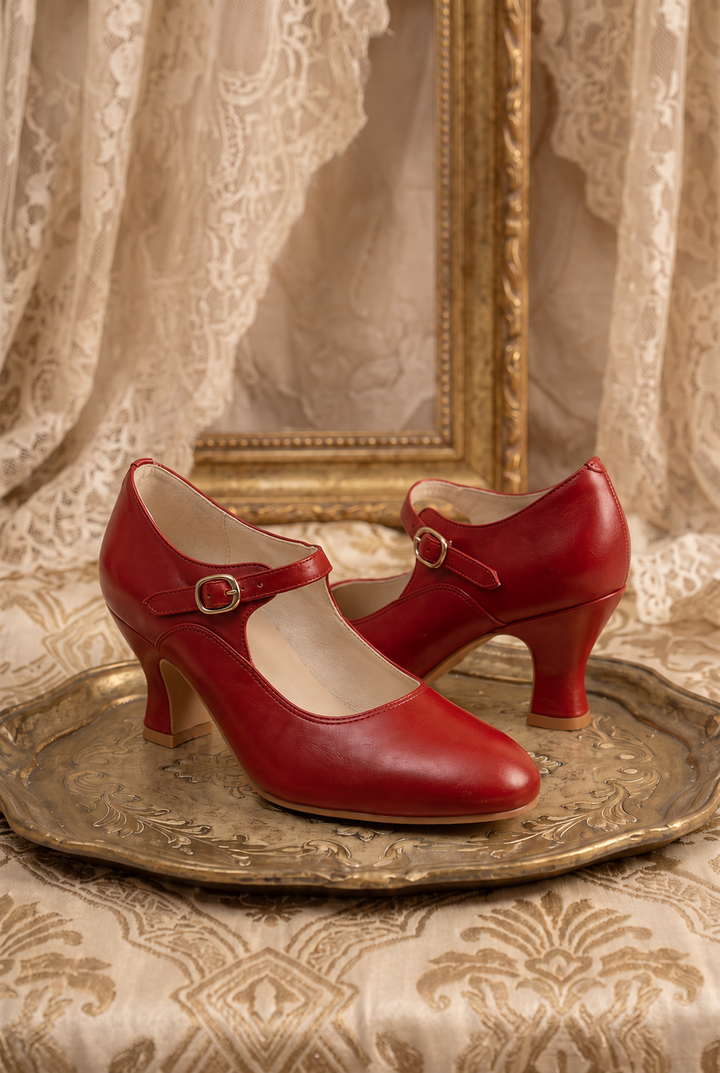 Handmade Classic Mary Jane Vintage Leather Heels