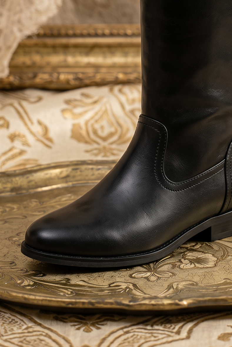 Handmade Regency Era Men Boots – Rococo Baroque Style with Bridgestone Leather and Round Toe
