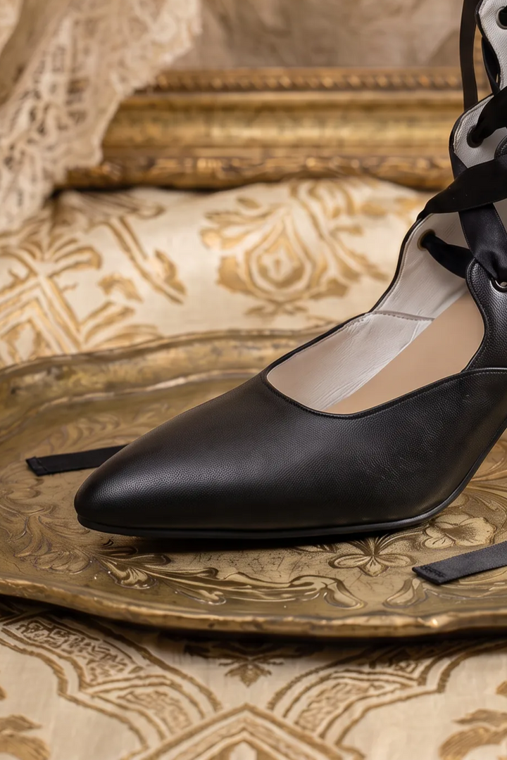 Handmade Victorian-Inspired Lace-Up Leather Heels