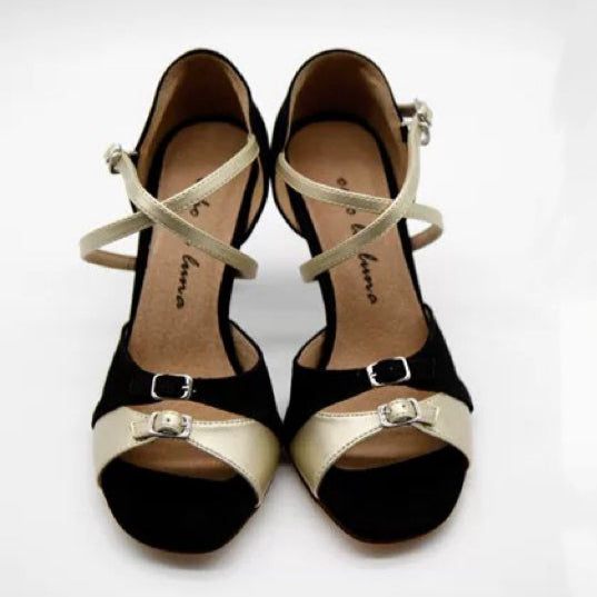 Waltz of Contrast – Handmade Leather Two-Tone Tango Heels